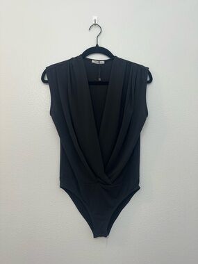 Zara Surplice Sleeveless Bodysuit Black Size S